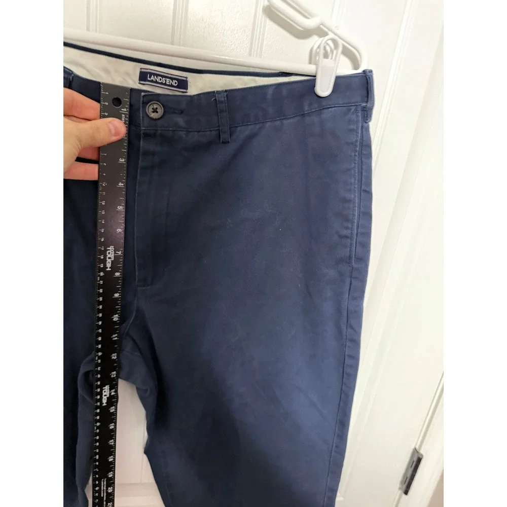 Lands End Chino Pants Mens 38 Traditional Fit Navy Blue Cotton Blend EUC